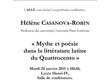 Mythe et poésie dans la littérature latine du Quattrocento