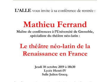Le théâtre néo-latin de la Renaissance en France